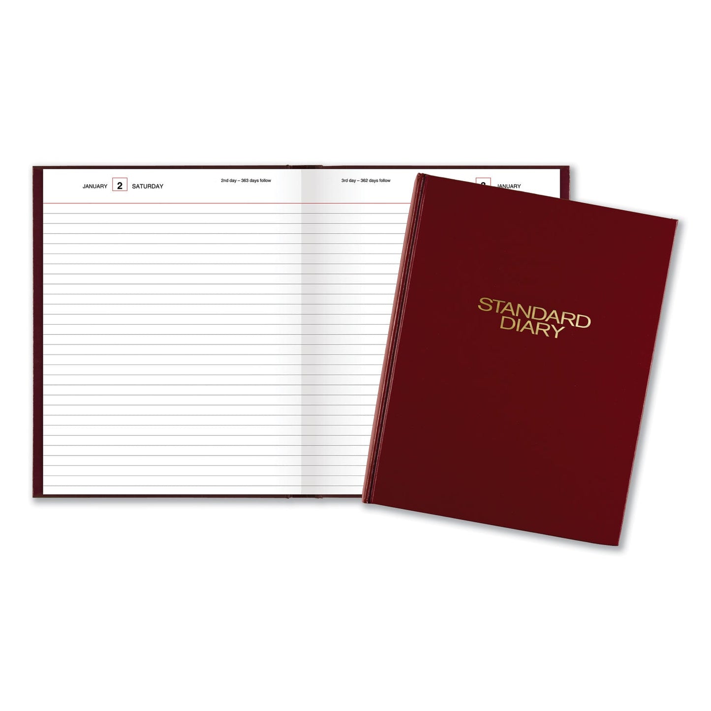 AT-A-GLANCE Standard Diary Daily Diary, 2023 Edition, Medium/College Rule, Red Cover, 9.5 x 7.5, 200 Sheets