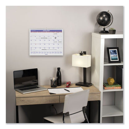 AT-A-GLANCE Monthly Wall Calendar, 15 x 12, White/Red/Blue Sheets, 12-Month (Jan to Dec): 2023