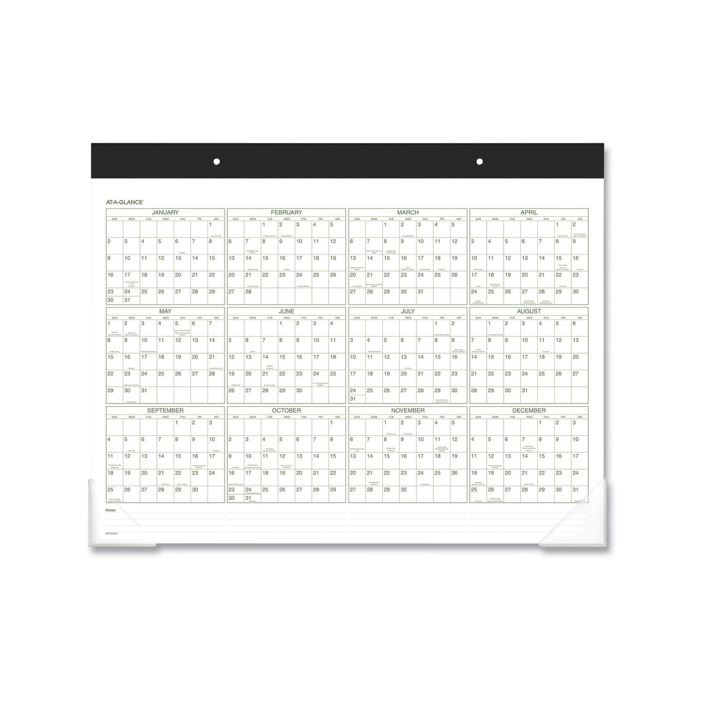 AT-A-GLANCE Two-Color Desk Pad, 22 x 17, White Sheets, Black Binding, Clear Corners, 12-Month (Jan to Dec): 2023