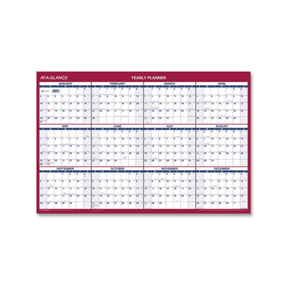 AT-A-GLANCE Erasable Vertical/Horizontal Wall Planner, 24 x 36, White/Blue/Red Sheets, 12-Month (Jan to Dec): 2023