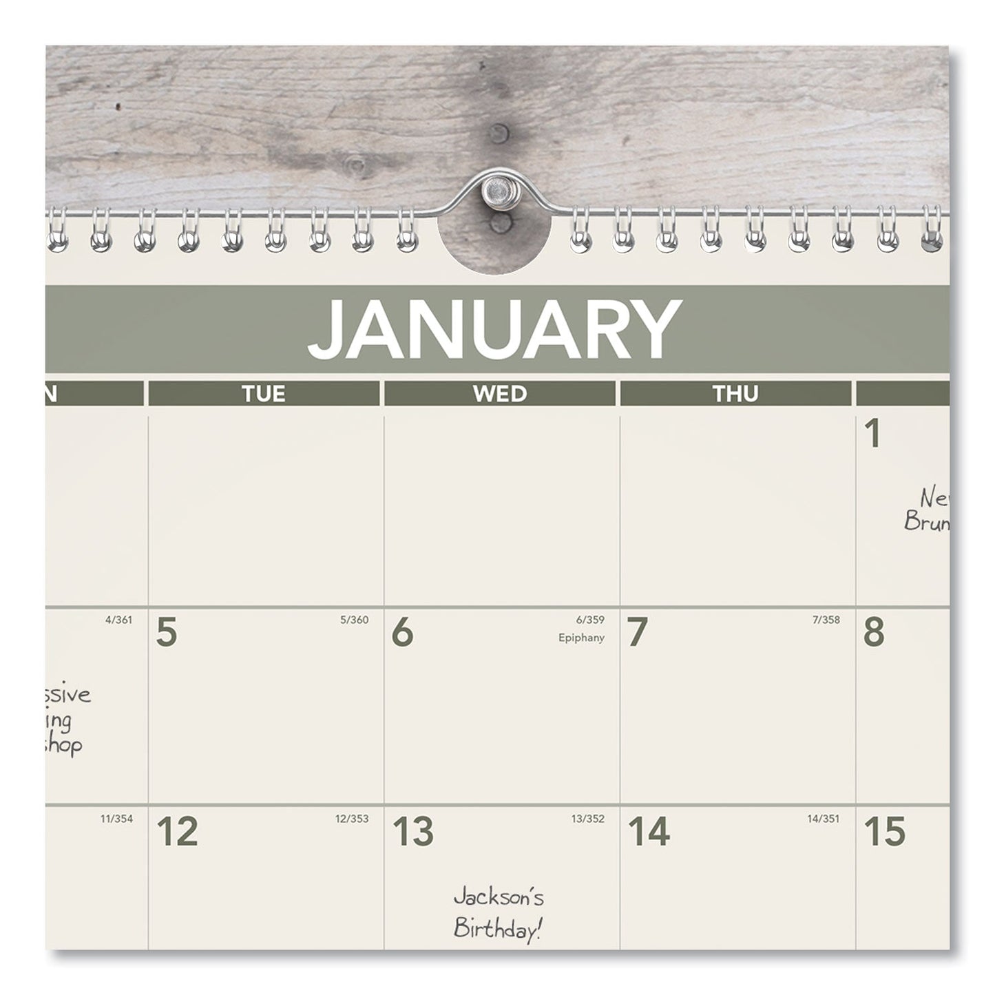 AT-A-GLANCE Recycled Wall Calendar, Unruled Blocks, 15 x 12, Sand/Green Sheets, 12-Month (Jan to Dec): 2023