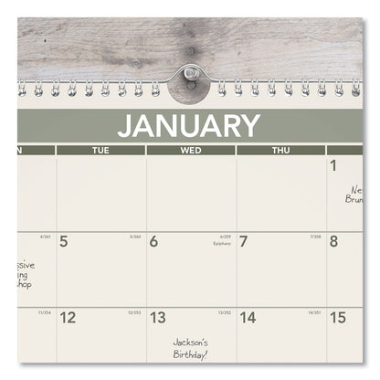 AT-A-GLANCE Recycled Wall Calendar, Unruled Blocks, 15 x 12, Sand/Green Sheets, 12-Month (Jan to Dec): 2023