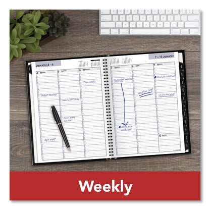 AT-A-GLANCE DayMinder Hardcover Weekly Vertical-Column Format Appointment Book, 11 x 8, Black Cover, 12-Month (Jan to Dec): 2023