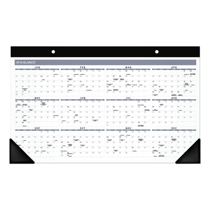 AT-A-GLANCE Contemporary Monthly Desk Pad, 18 x 11, White Sheets, Black Binding/Corners,12-Month (Jan to Dec): 2023