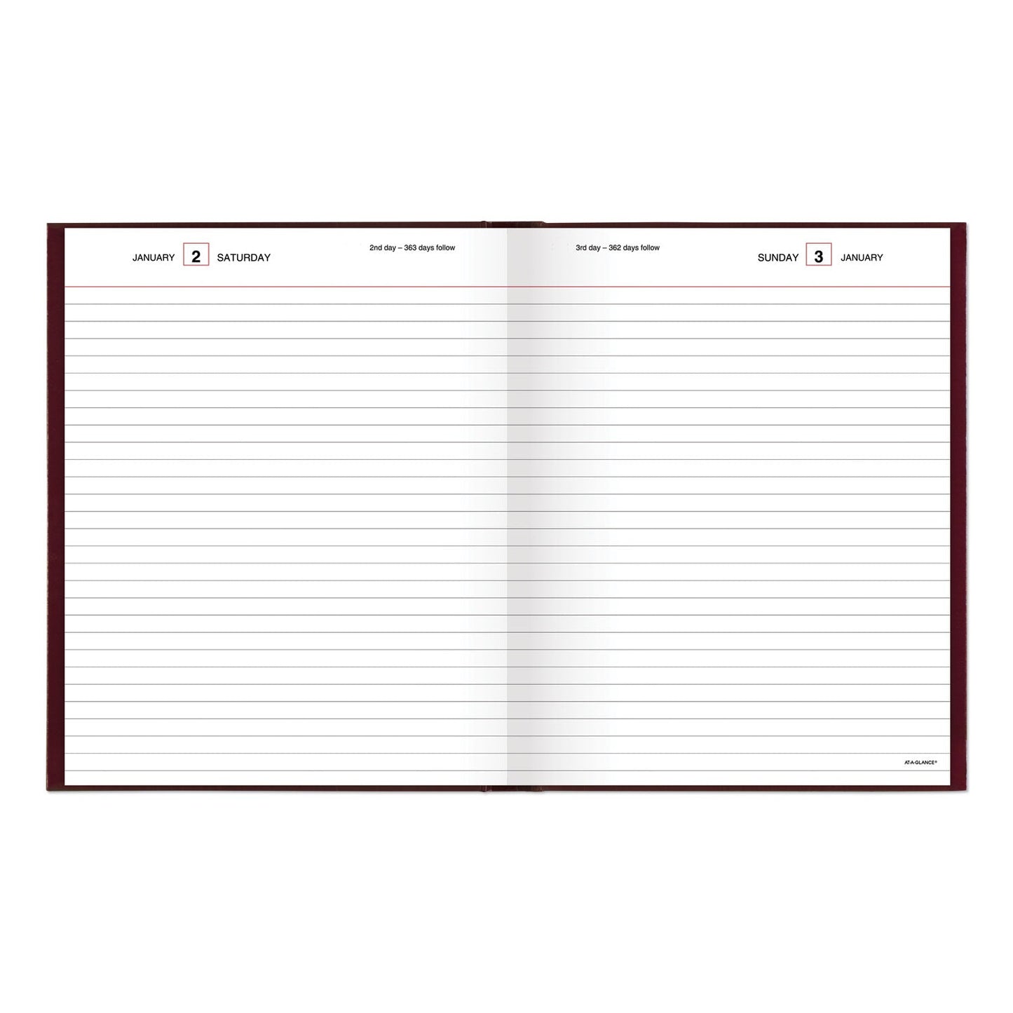 AT-A-GLANCE Standard Diary Daily Diary, 2023 Edition, Medium/College Rule, Red Cover, 9.5 x 7.5, 200 Sheets