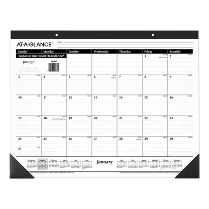 AT-A-GLANCE Ruled Desk Pad, 22 x 17, White Sheets, Black Binding, Black Corners, 12-Month (Jan to Dec): 2023