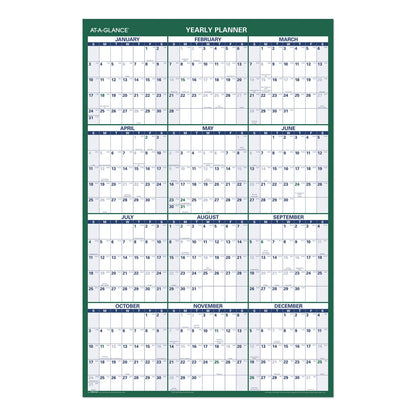 AT-A-GLANCE Vertical Erasable Wall Planner, 24 x 36, White/Green Sheets, 12-Month (Jan to Dec): 2023