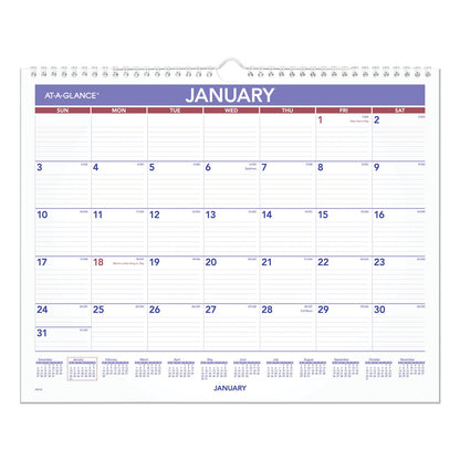 AT-A-GLANCE Monthly Wall Calendar, 15 x 12, White/Red/Blue Sheets, 12-Month (Jan to Dec): 2023
