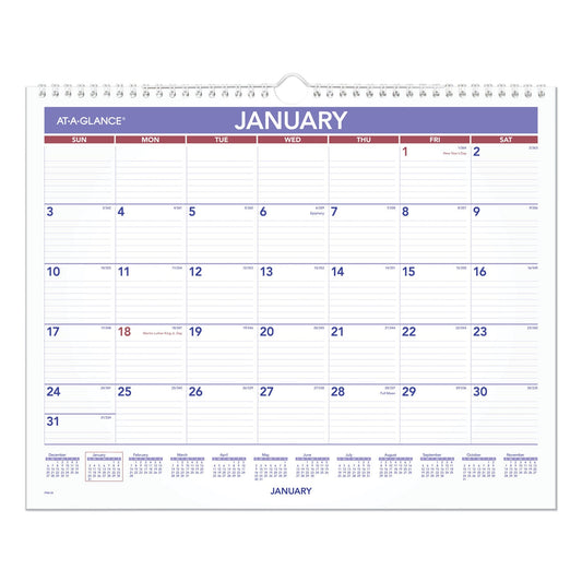 AT-A-GLANCE Monthly Wall Calendar, 15 x 12, White/Red/Blue Sheets, 12-Month (Jan to Dec): 2023