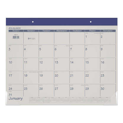 AT-A-GLANCE Fashion Color Desk Pad, 22 x 17, Stone/Blue Sheets, Blue Binding, Clear Corners, 12-Month (Jan to Dec): 2023