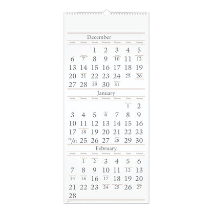 AT-A-GLANCE Three-Month Reference Wall Calendar, 12 x 27, White Sheets, 15-Month (Dec to Feb): 2022 to 2024