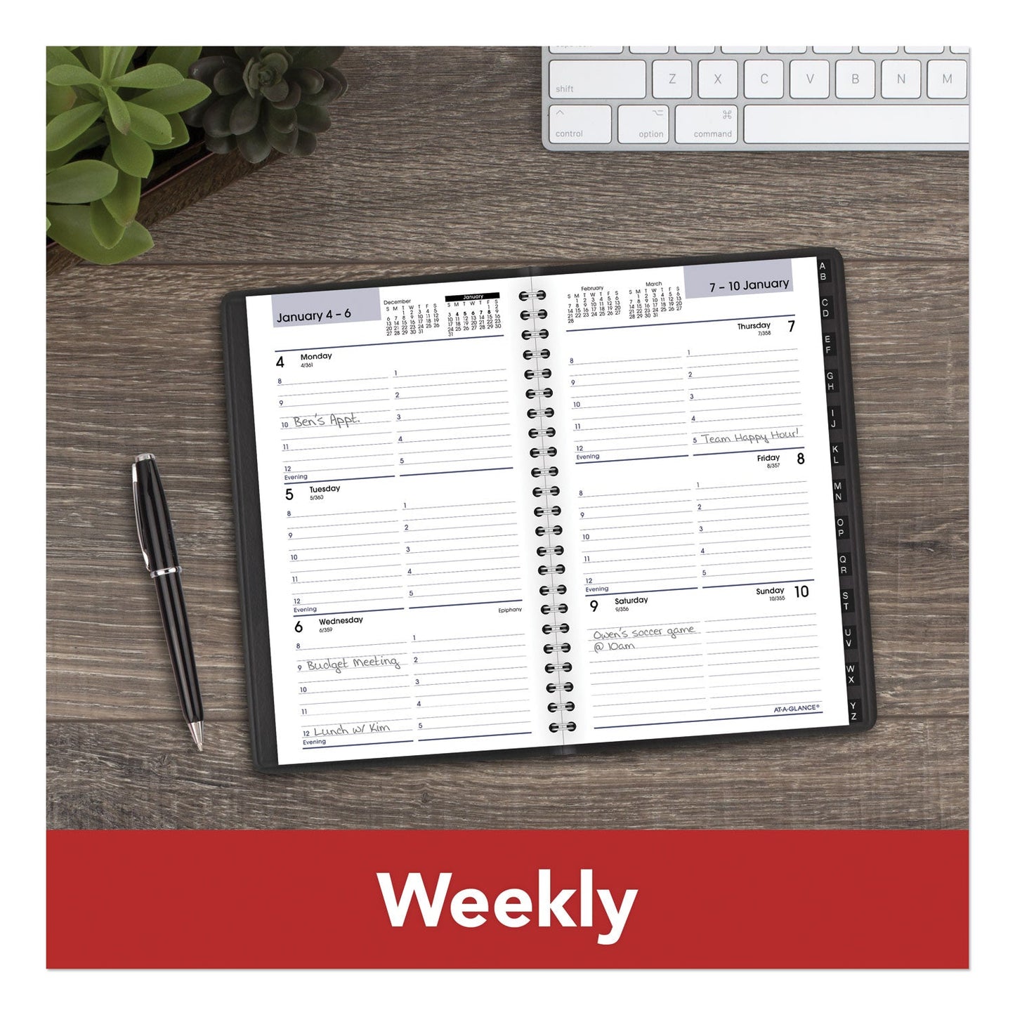 AT-A-GLANCE DayMinder Block Format Weekly Appointment Book, Tabbed Telephone/Add Section, 8.5 x 5.5, Black, 12-Month (Jan-Dec): 2023