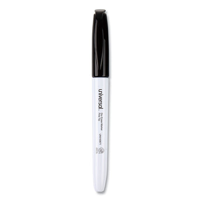 Universal Pen Style Dry Erase Marker, Fine Bullet Tip, Black, Dozen