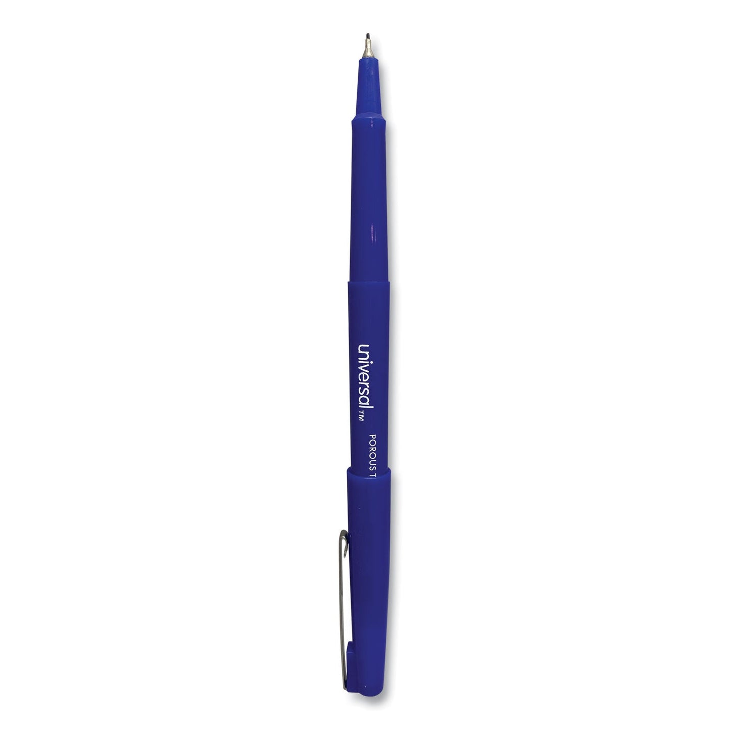 Universal Porous Point Pen, Stick, Medium 0.7 mm, Blue Ink, Blue Barrel, Dozen