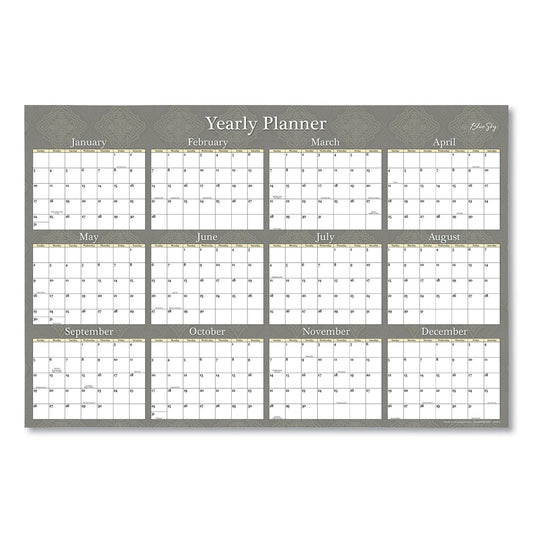 Blue Sky Adrianna Laminated Erasable Wall Calendar, 36 x 24, White/Taupe Sheets, 12-Month (Jan to Dec): 2023