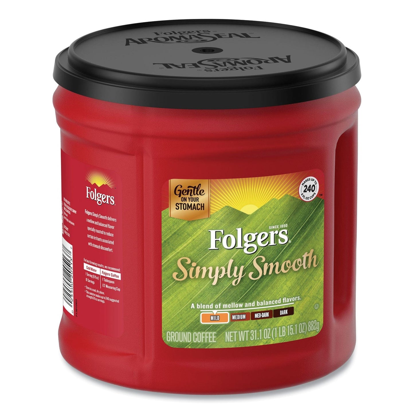 Folgers Coffee, Simply Smooth, 27 oz Canister, 6/Carton