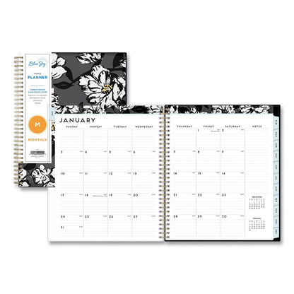 Blue Sky Baccara Dark Monthly Planner, Baccara Dark Floral Artwork, 10 x 8, Gray/Black/Gold Cover, 2023