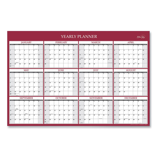 Blue Sky Classic Red Laminated Erasable Wall Calendar, Classic Red Artwork, 36 x 24, White/Red/Gray Sheets, 12-Month (Jan-Dec): 2023