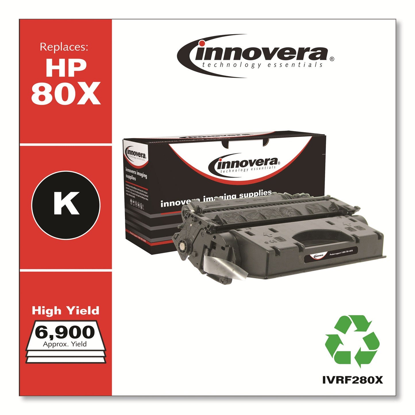 Innovera Remanufactured Black High-Yield Toner, Replacement for 80X (CF280X), 6,900 Page-Yield