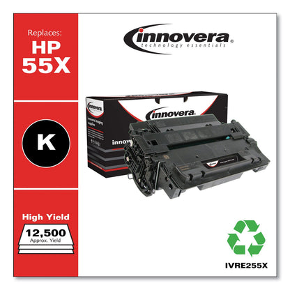 Innovera Remanufactured Black High-Yield Toner, Replacement for 55X (CE255X), 12,500 Page-Yield