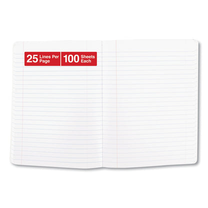 Universal Composition Book, Wide/Legal Rule, Black Marble Cover, 9.75 x 7.5, 100 Sheets, 6/Pack