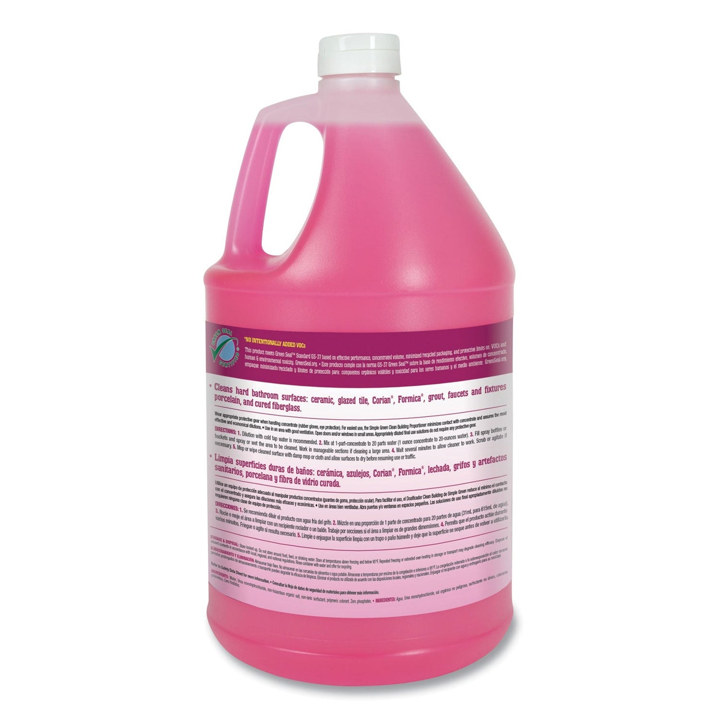 Simple Green Clean Building Bathroom Cleaner Concentrate, Unscented, 1 gal Bottle, 2/Carton