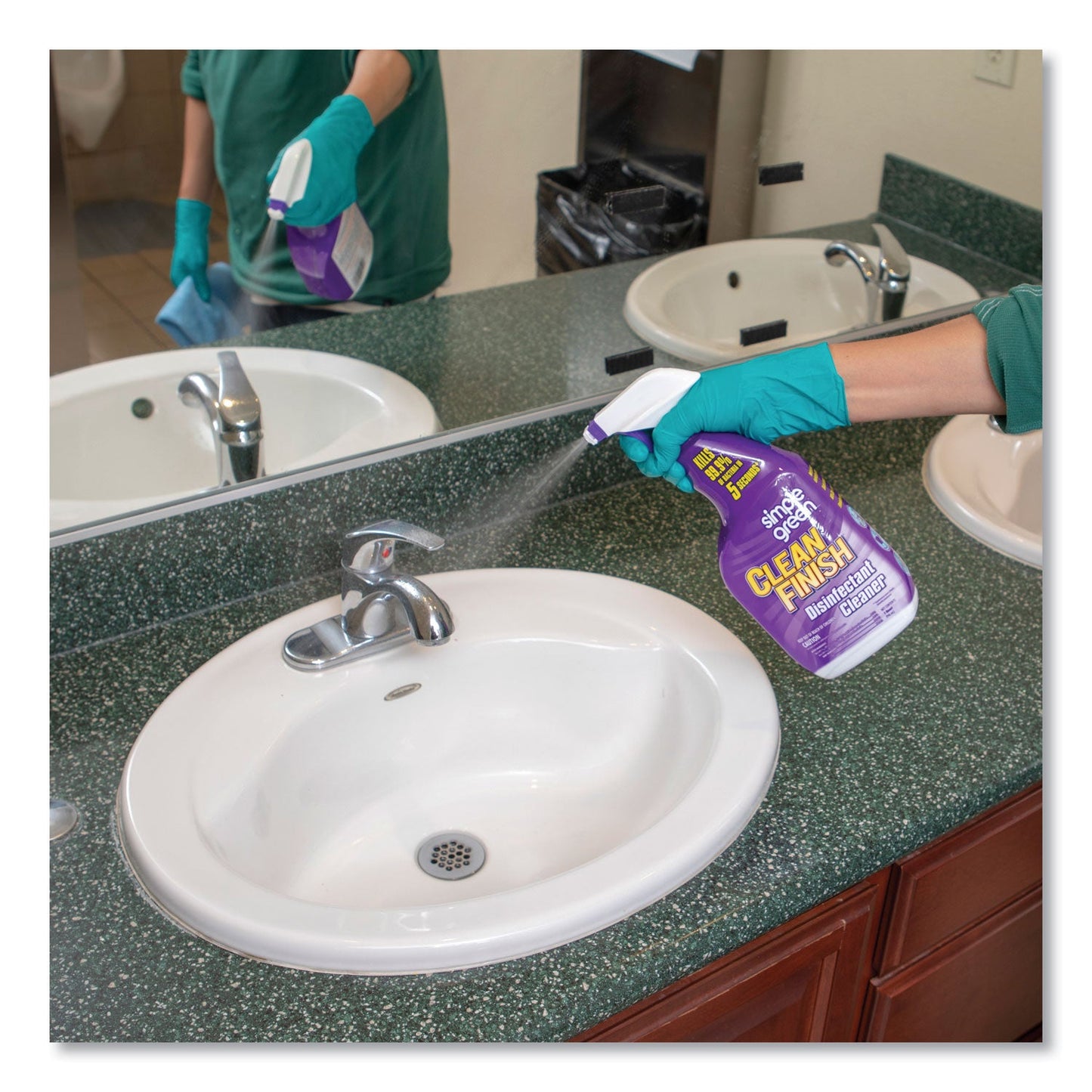 Simple Green Clean Finish Disinfectant Cleaner, Herbal, 32 oz Spray Bottle, 12/Carton