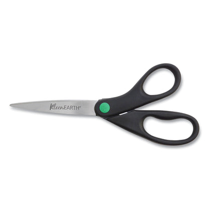 Westcott KleenEarth Scissors, 8" Long, 3.25" Cut Length, Black Straight Handles, 2/Pack