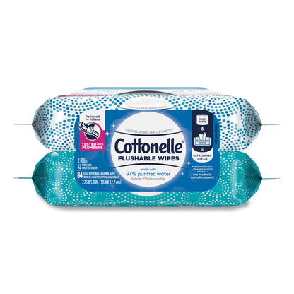 Cottonelle Fresh Care Flushable Cleansing Cloths, 3.73 x 5.5, White, 84/Pack, 8 Packs/Carton