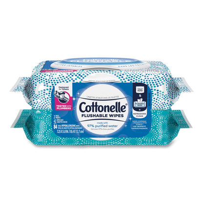 Cottonelle Fresh Care Flushable Cleansing Cloths, 3.73 x 5.5, White, 84/Pack, 8 Packs/Carton