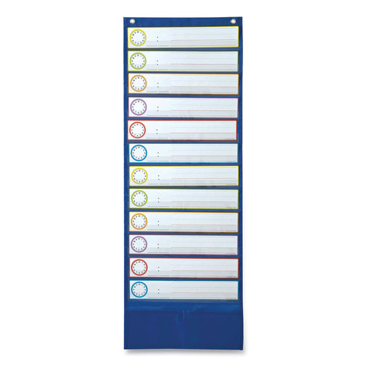Carson-Dellosa Education Deluxe Scheduling Pocket Chart, 13 Pockets, 13 x 36, Blue