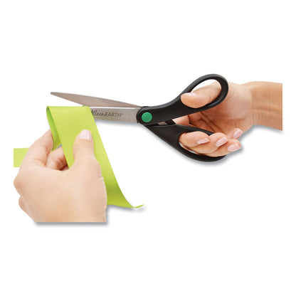 Westcott KleenEarth Scissors, 8" Long, 3.25" Cut Length, Black Straight Handle