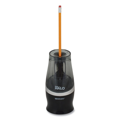 Westcott Halo Colored Pencil Non-Stick Electric Sharpener, AC-Powered, 3.5 x 6.75, Black/Silver