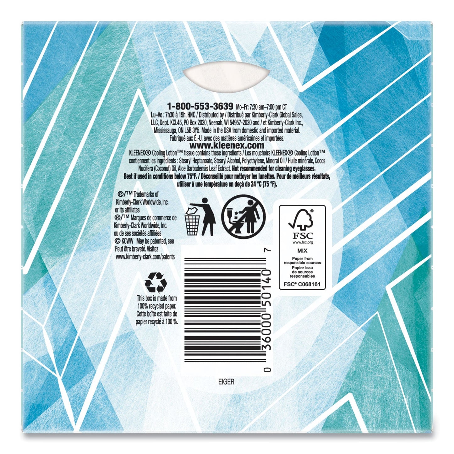 Kleenex Cool Touch Facial Tissue, 2-Ply, White, 45 Sheets/Box