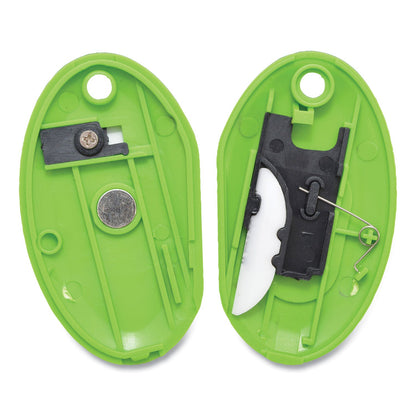 Westcott Compact Safety Ceramic Blade Box Cutter, Retractable Blade, 0.5" Blade, 2.5" Plastic Handle, Green