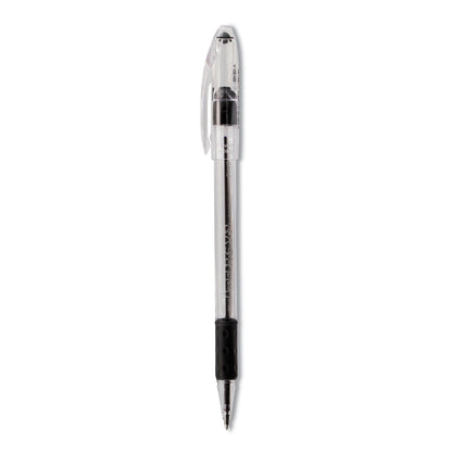 Pentel R.S.V.P. Ballpoint Pen, Stick, Fine 0.7 mm, Black Ink, Clear/Black Barrel, Dozen