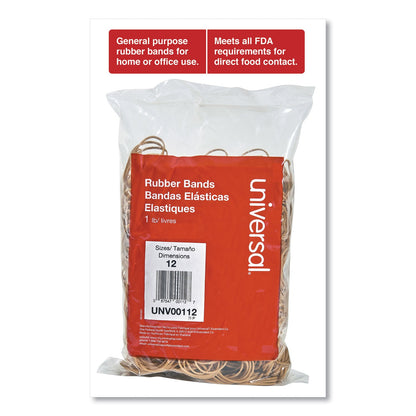 Universal Rubber Bands, Size 12, 0.04" Gauge, Beige, 1 lb Box, 2,500/Pack
