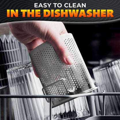 Chopstick Dishwasher Basket 3.5x2.7x3.9  – Stainless Steel Chopstick Holder for Dishwasher with Hooks Oval Design Rust Resistant Perforated Utensil Caddy for Straws Teaspoons & Small Kitchen Tools