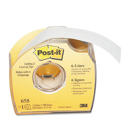 Post-it Labeling and Cover-Up Tape, Non-Refillable, Clear Applicator, 1" x 700"