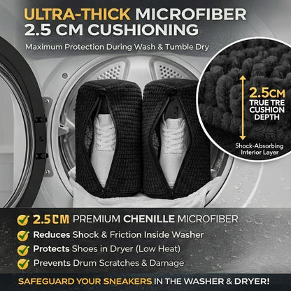 Shoe Washing Machine Bag 2 Pack for Washer & Dryer Thick Padded Sneaker Laundry Bags with Mesh Panels Zipper Protective Shoe Washer Bag for Running & Gym Shoes