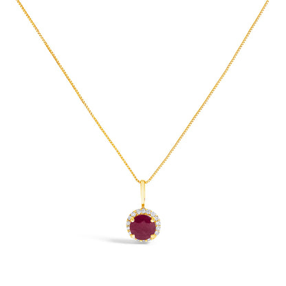 10K White Gold Purple Amethyst and 1/10 Cttw Diamond Accent Halo Pendant Necklace