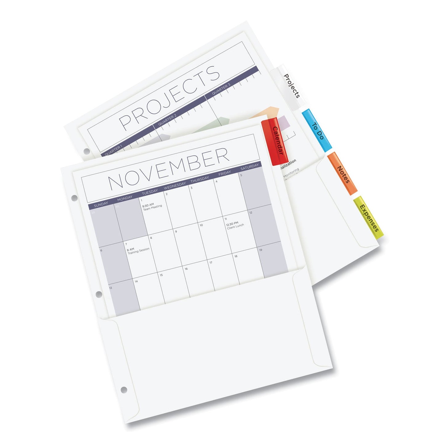 Avery Insertable Dividers w/Single Pockets, 5-Tab, 11.25 x 9.13, White, 1 Set