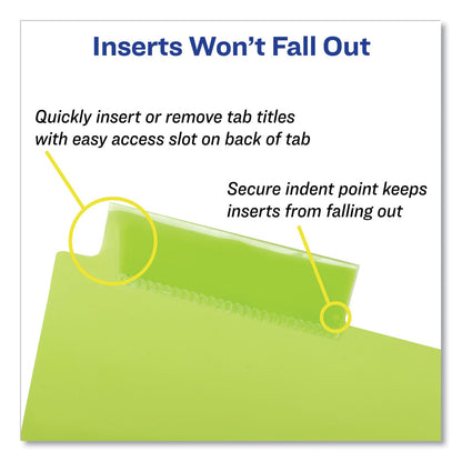 Avery Insertable Big Tab Plastic 1-Pocket Dividers, 5-Tab, 11.13 x 9.25, Assorted, 1 Set