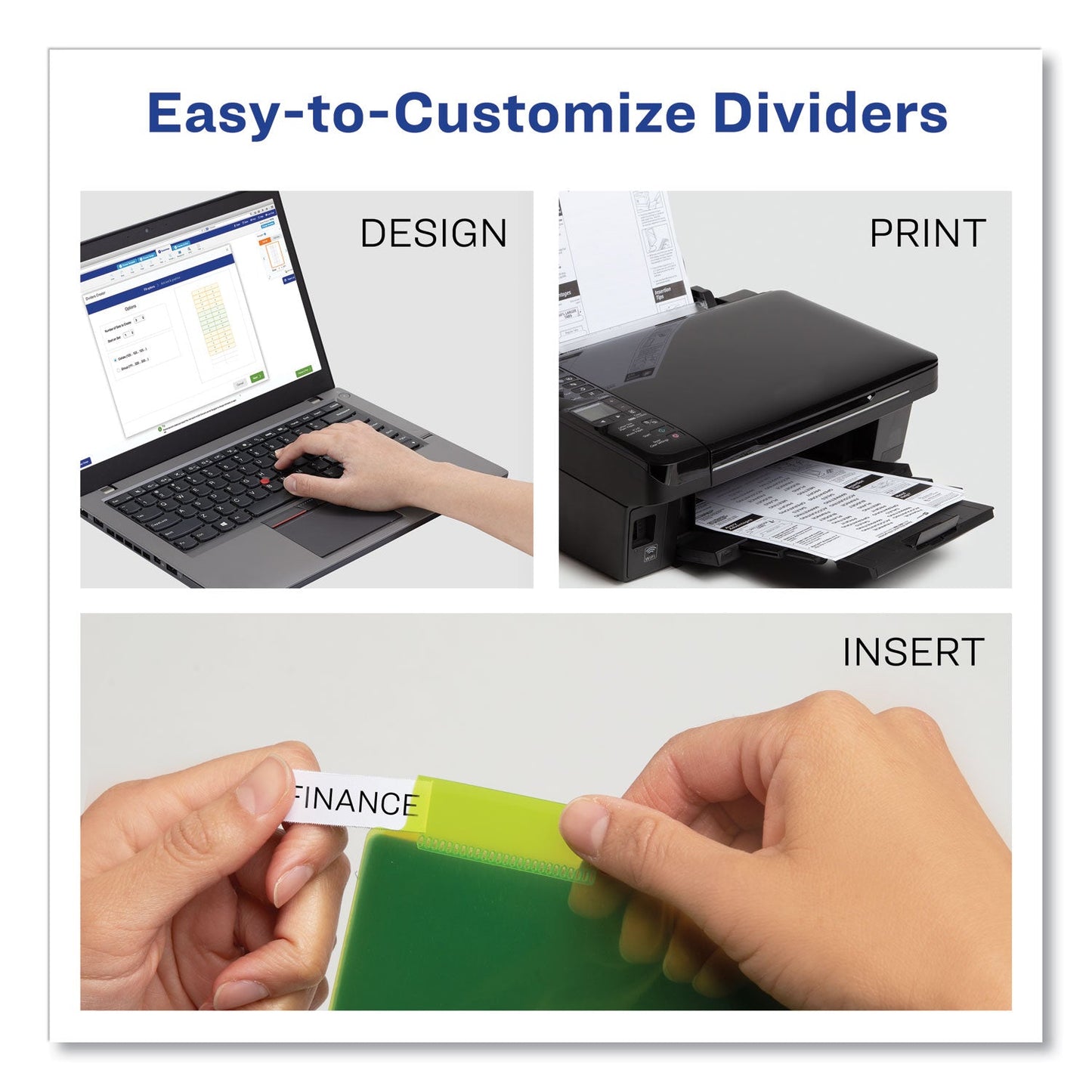 Avery Insertable Big Tab Plastic 2-Pocket Dividers, 5-Tab, 11.13 x 9.25, Assorted, 1 Set