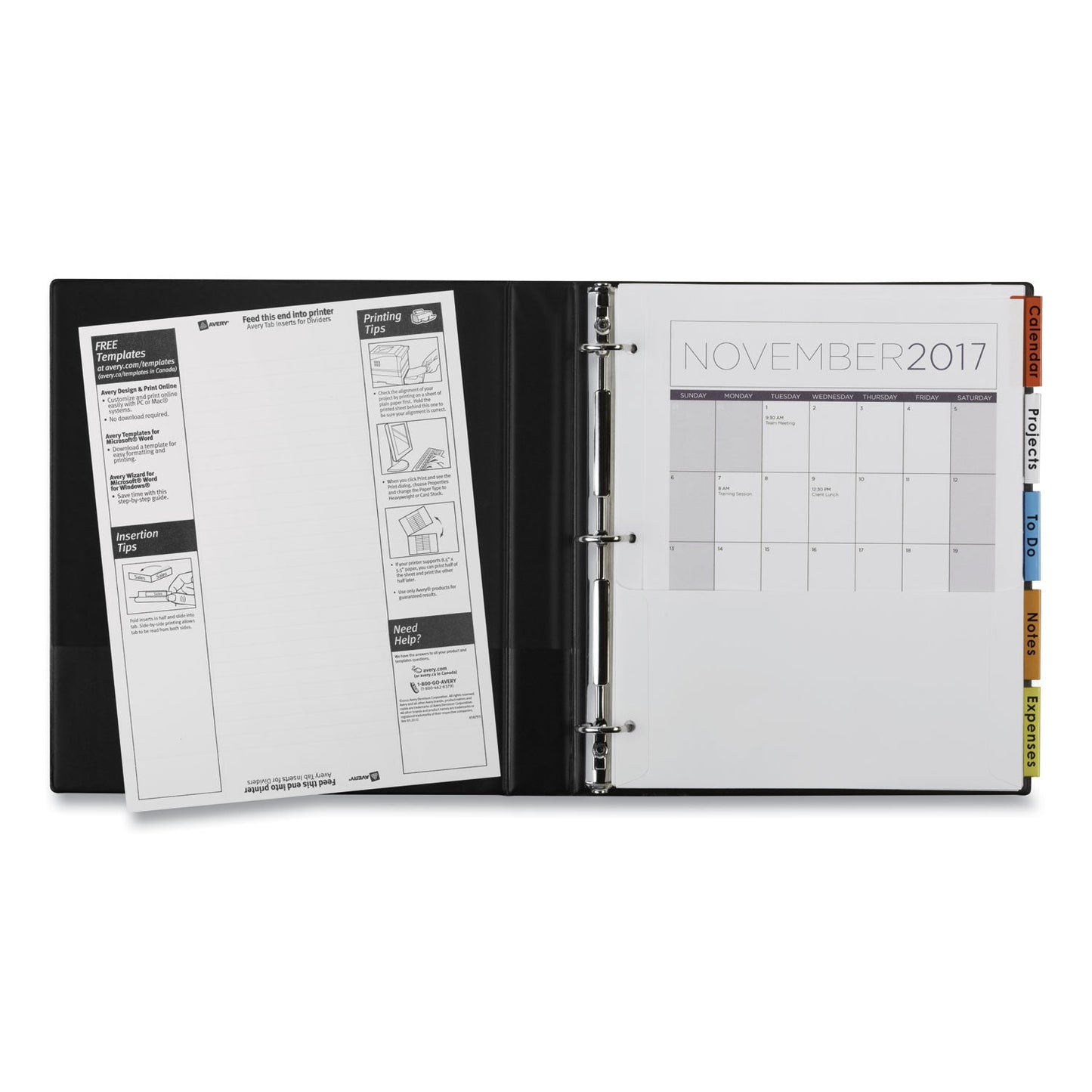 Avery Insertable Dividers w/Single Pockets, 5-Tab, 11.25 x 9.13, White, 1 Set