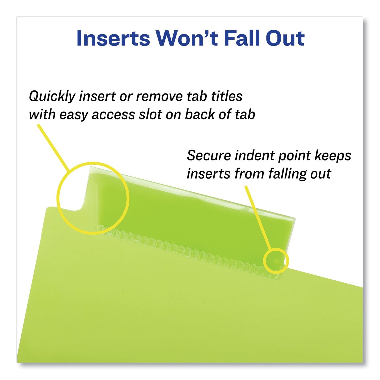 Avery Insertable Big Tab Plastic Three-Pocket Corner Lock Dividers, 5-Tab, 11.13 x 9.25, Assorted, 1 Set