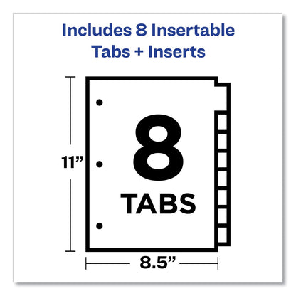 Office Essentials Plastic Insertable Dividers, 8-Tab, 11 x 8.5, Clear Tabs, 1 Set