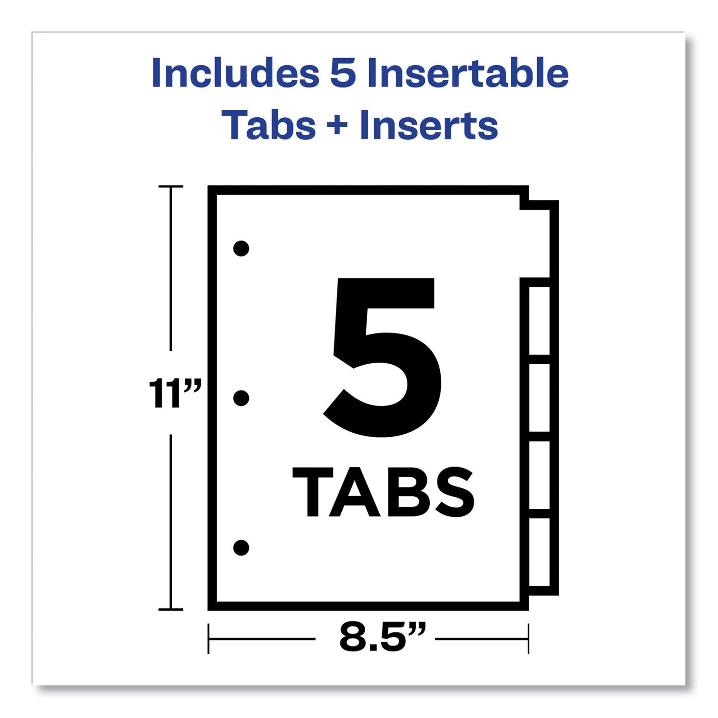 Office Essentials Plastic Insertable Dividers, 5-Tab, 11 x 8.5, Clear Tabs, 1 Set