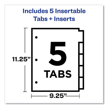 Avery Insertable Dividers w/Single Pockets, 5-Tab, 11.25 x 9.13, White, 1 Set