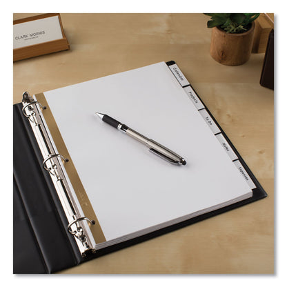 Avery Insertable Big Tab Dividers, 5-Tab, Double-Sided Gold Edge Reinforcing, 11 x 8.5, White, Clear Tabs, 1 Set